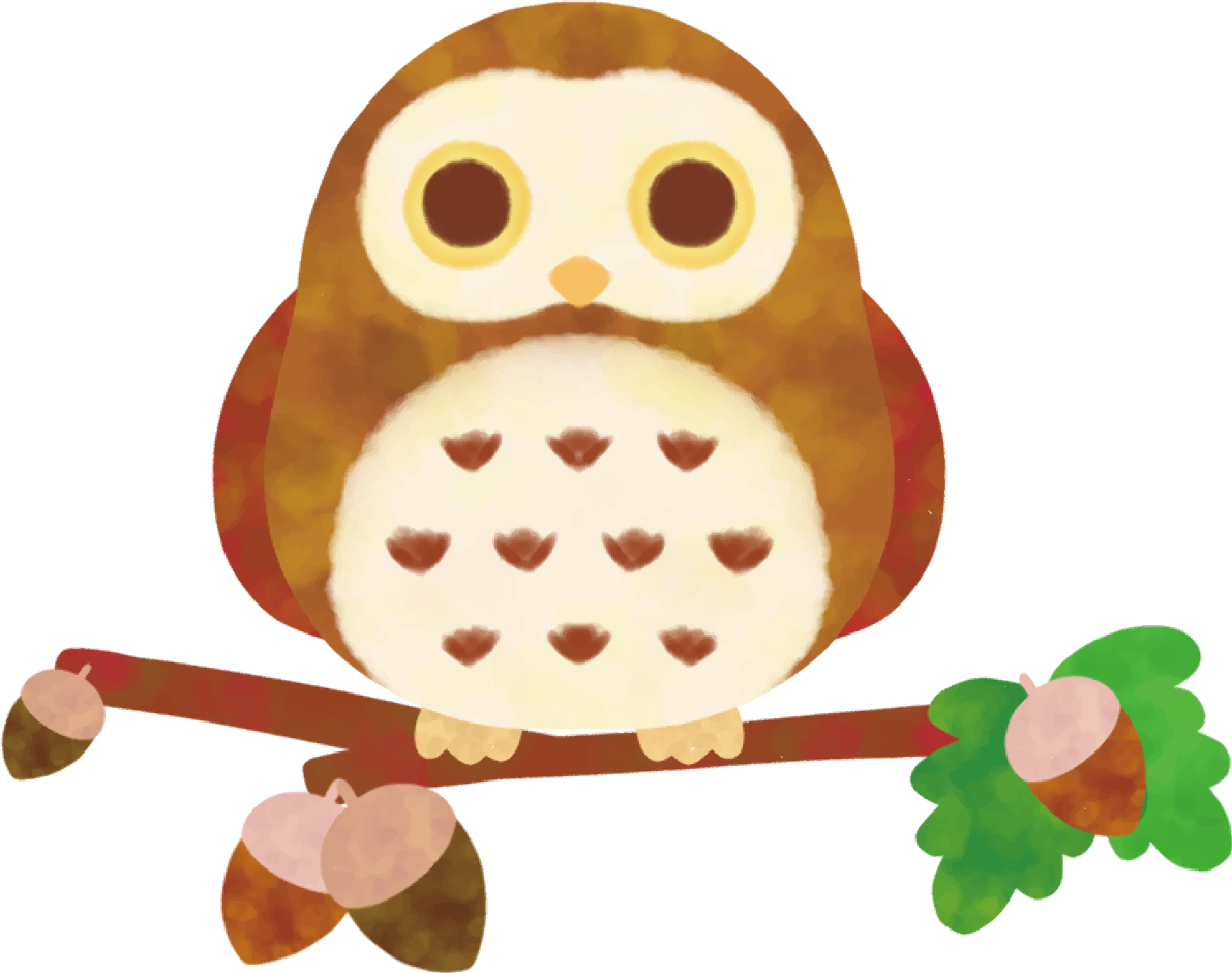 どんぐり 秋 ふくろう かわいい イラスト無料 フリー89833に写真・文字を入れる