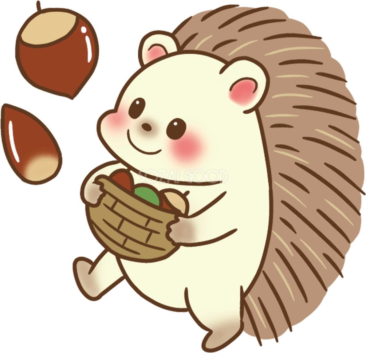 どんぐり 秋 ハリネズミ かわいい イラスト無料 フリー89839