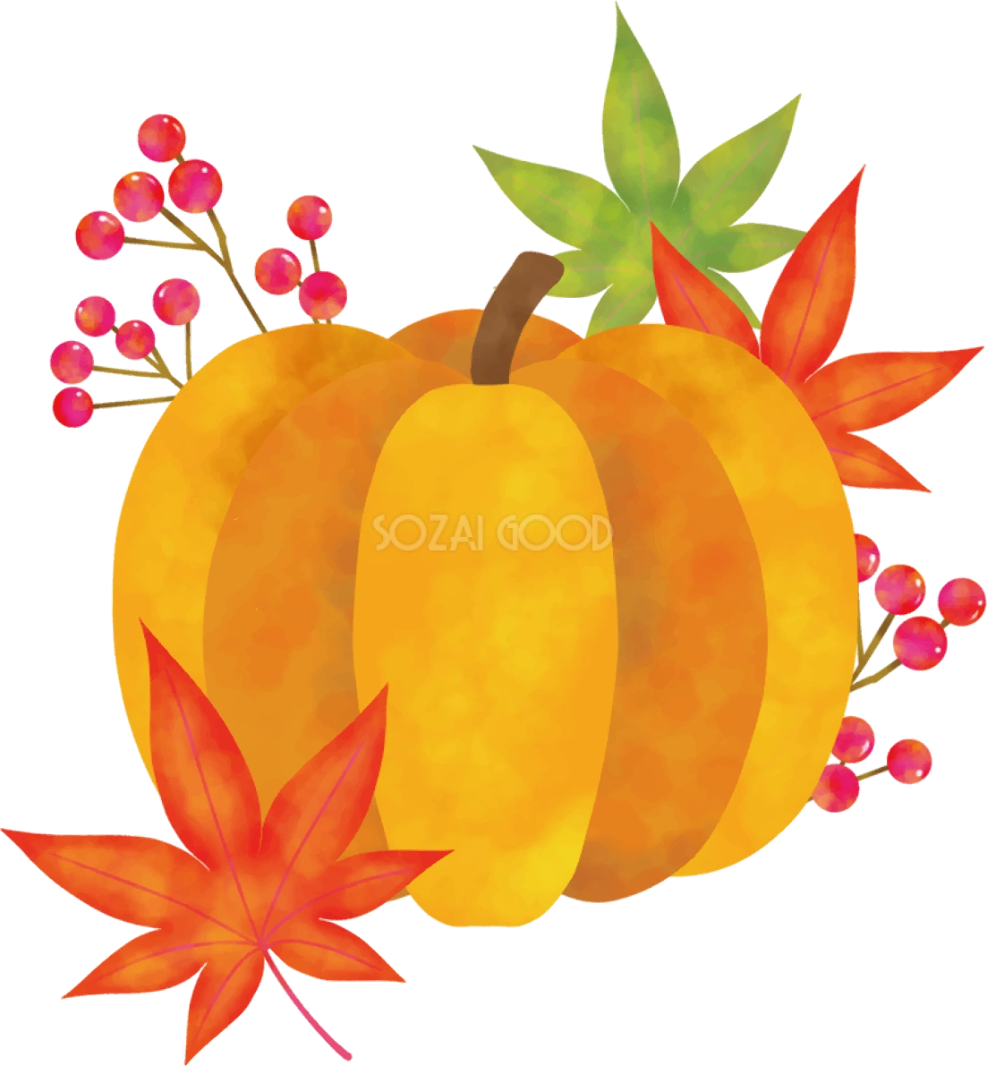 紅葉(もみじ) 秋 かぼちゃ イラスト無料 フリー89842