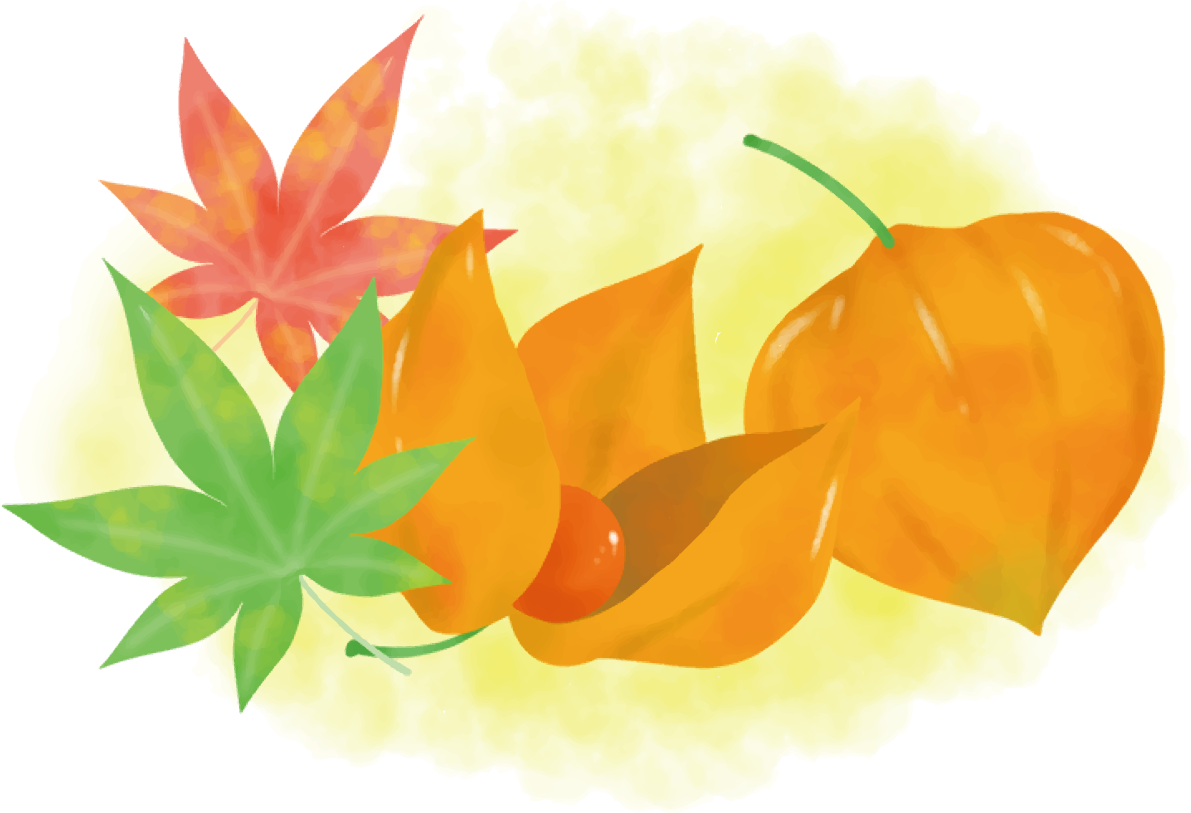 紅葉(もみじ) 秋 ほおずき イラスト無料 フリー89845に写真・文字を入れる