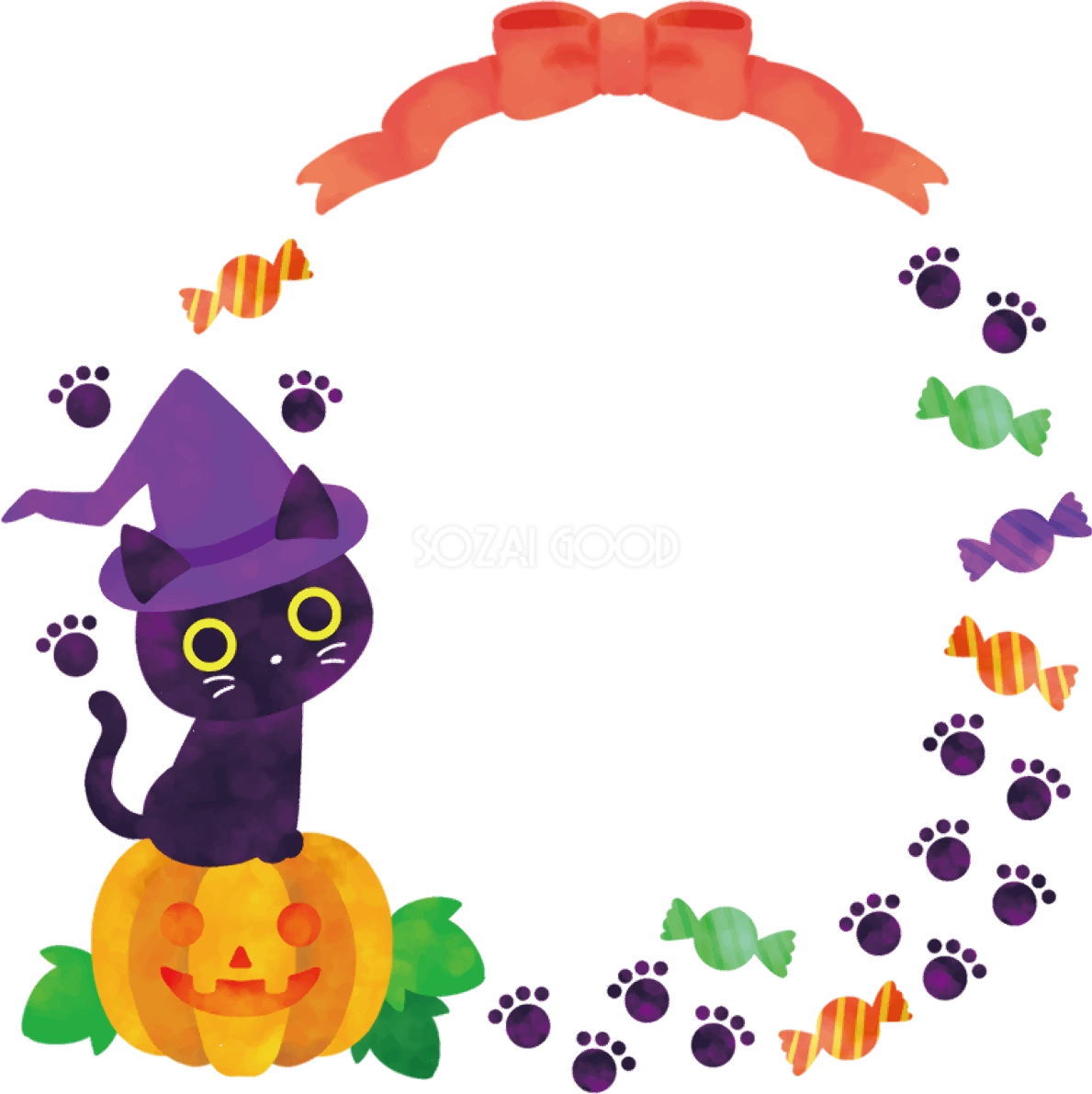 ハロウィン フレーム枠 秋 猫 かわいい イラスト無料 フリー89853