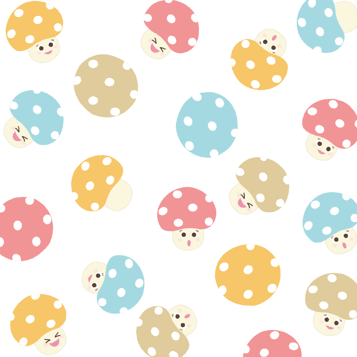 きのこ 秋 かわいい パステル 背景 イラスト無料 フリー89861に写真・文字を入れる