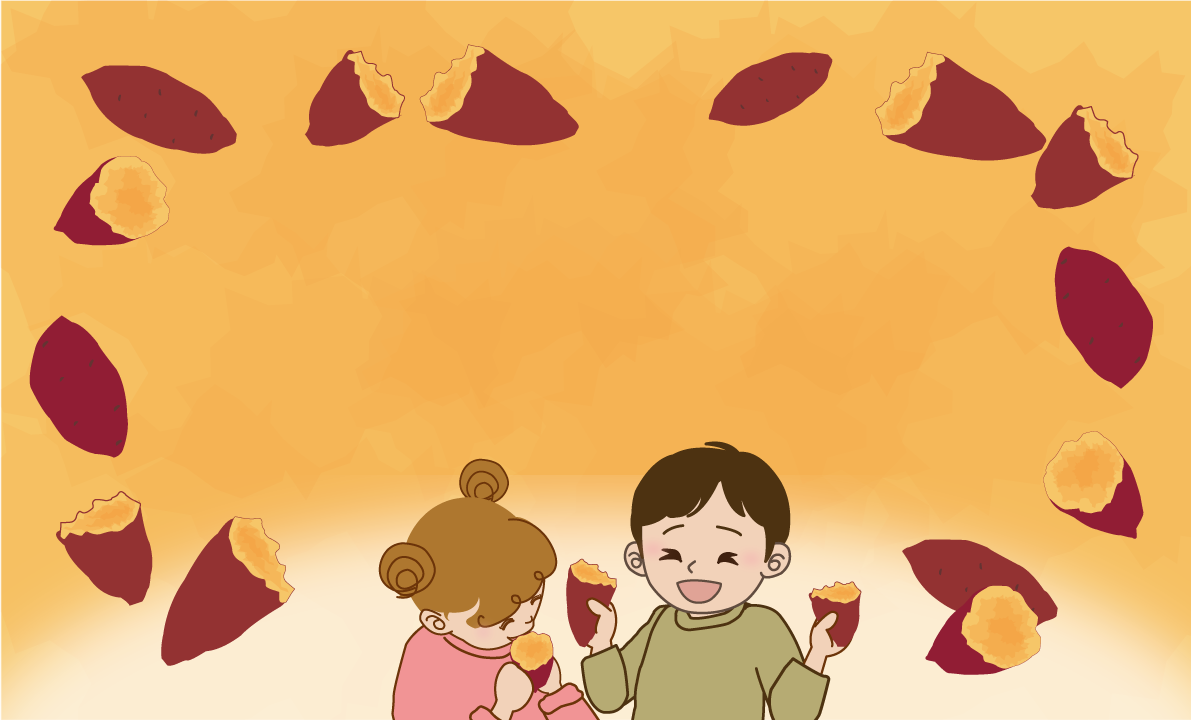 焼きいも 秋フレーム枠 背景 かわいい イラスト無料 フリー89894に写真・文字を入れる