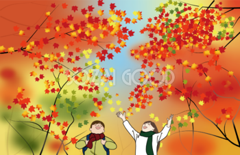 紅葉(もみじ) 秋 綺麗 紅葉狩り 背景 イラスト無料 フリー89903