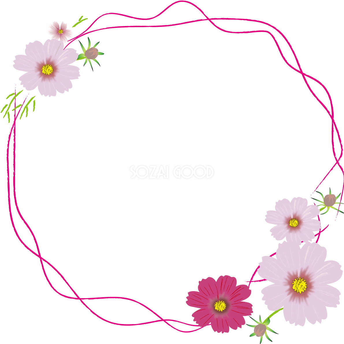 秋 コスモス フレーム枠 イラスト無料 フリー89934