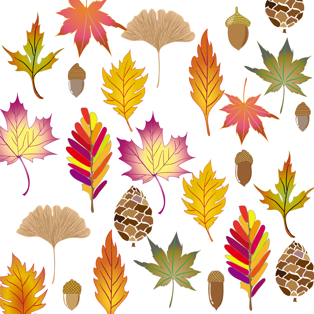 秋 背景 紅葉(もみじ)など落ち葉 イラスト無料 フリー89944に写真・文字を入れる