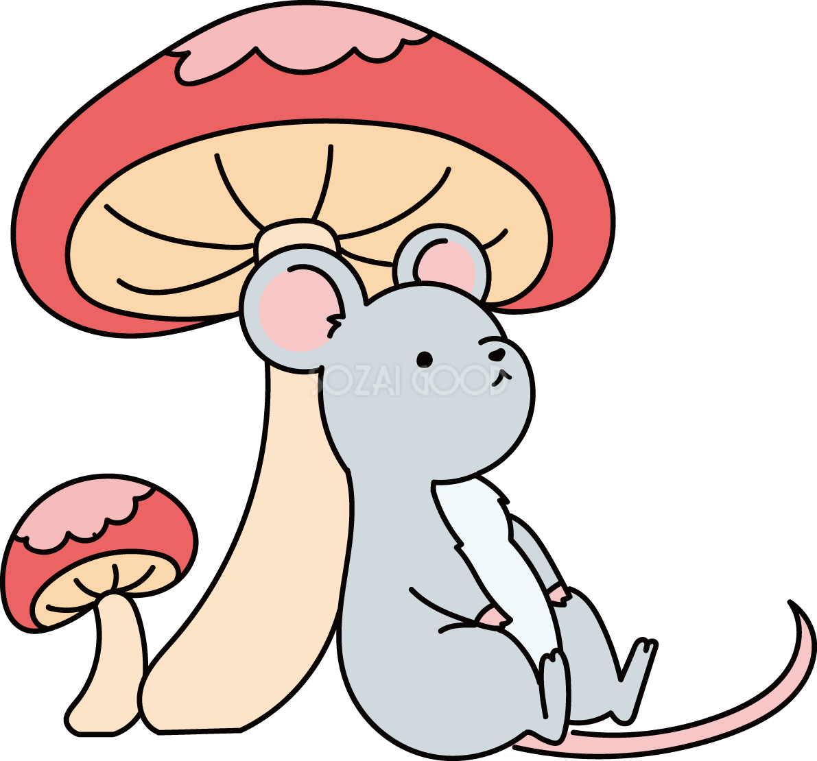 きのこ 秋 ねずみ イラスト無料 フリーイラスト無料 フリー89962