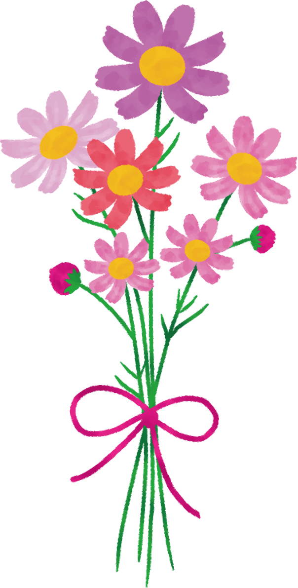 コスモス 秋 花束 イラスト無料 フリー90023に写真・文字を入れる