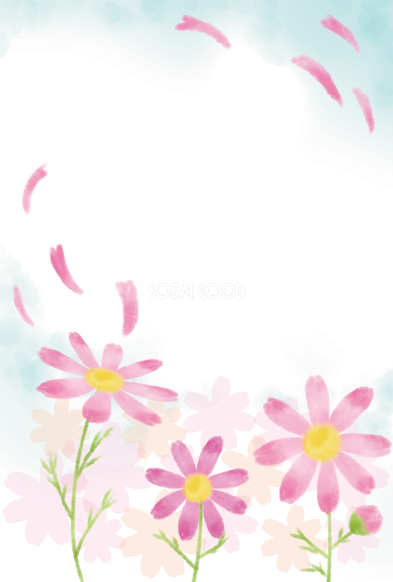 コスモス 秋 背景 イラスト無料 フリー90024