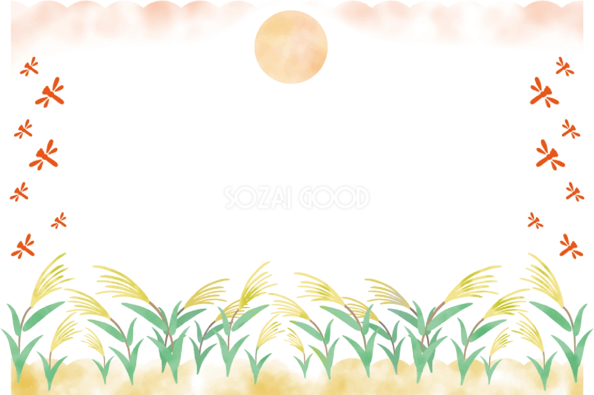 秋フレーム枠 とんぼ イラスト無料 フリー90050