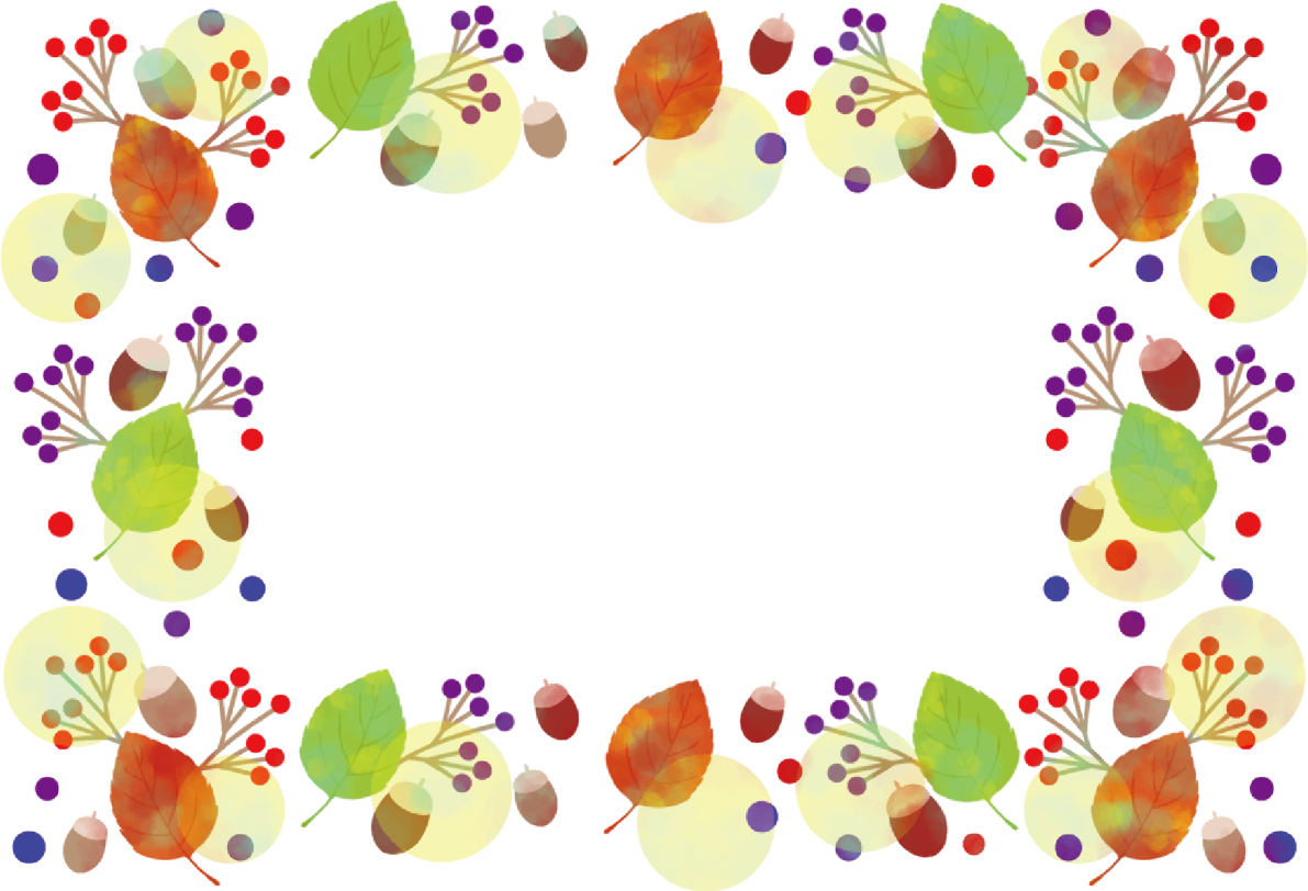 秋フレーム枠 紅葉 どんぐり 実 イラスト無料 フリー90054に写真・文字を入れる
