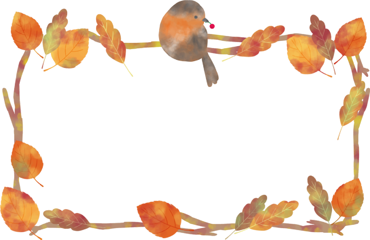 秋フレーム枠 鳥 落ち葉 イラスト無料 フリー90056に写真・文字を入れる