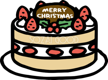 いちごのクリスマスケーキ かわいいイラスト無料 フリー90060