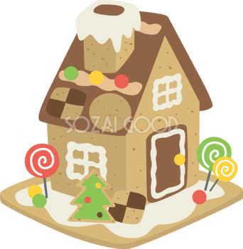 お菓子の家 かわいいクリスマスイラスト無料 フリー90061