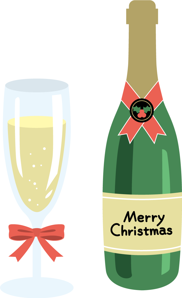 クリスマスシャンパン かわいいイラスト無料 フリー90065に写真・文字を入れる
