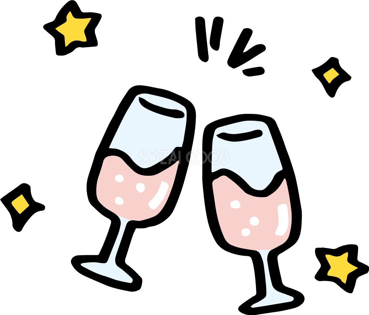 シャンパンで乾杯 かわいいクリスマスイラスト無料 フリー90071