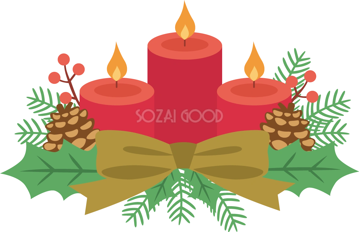 デコレーションされたクリスマスキャンドル かわいいクリスマスイラスト無料 フリー90074