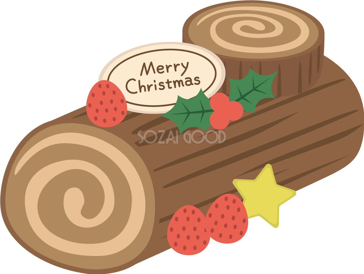 ブッシュドノエル かわいいクリスマスイラスト無料 フリー90076