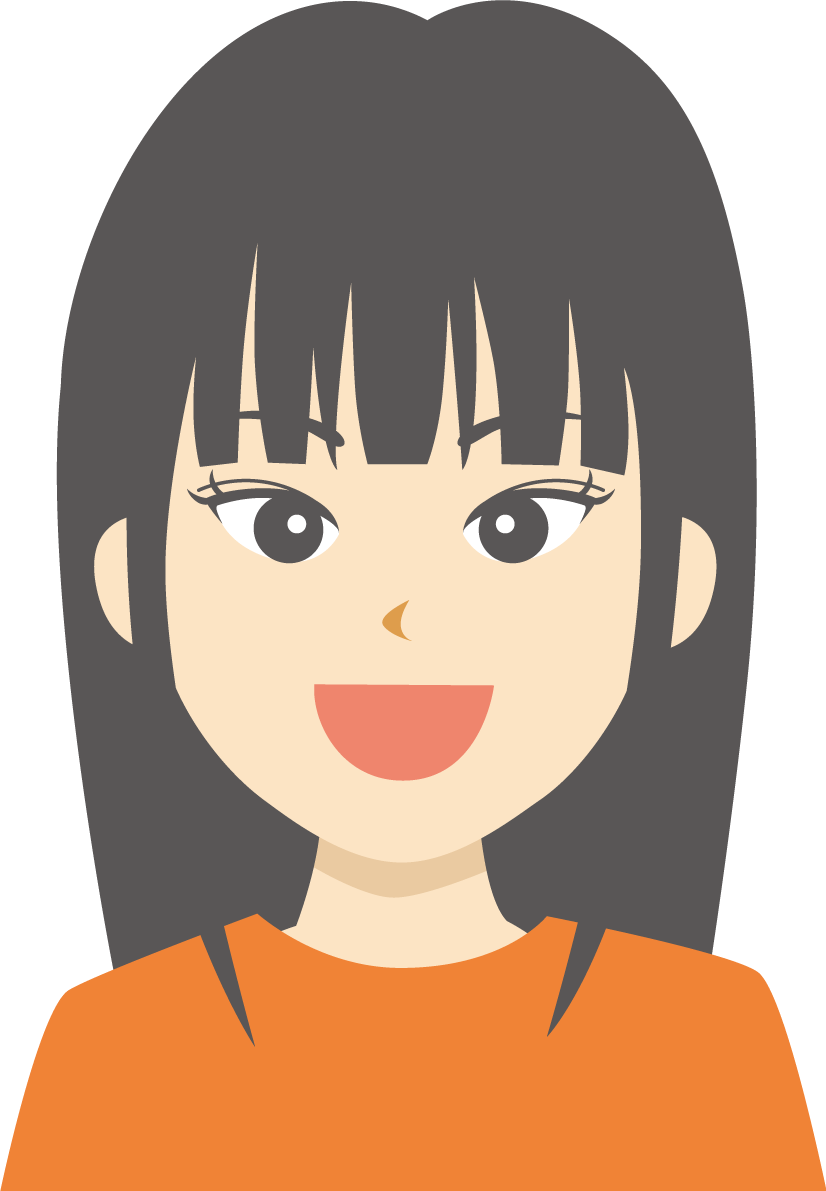 つり目（女性） 笑顔イラスト無料 フリー90084に写真・文字を入れる