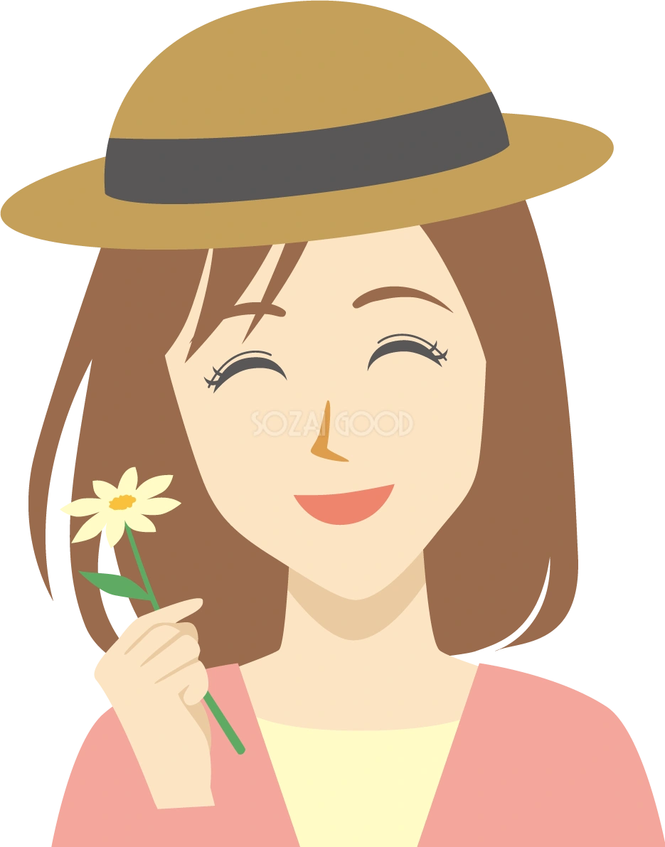 春 花 笑顔 女性 イラスト無料 フリー90092