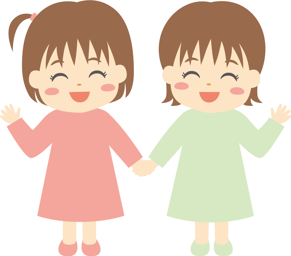仲良し 女の子 笑顔イラスト無料 フリー90097に写真・文字を入れる