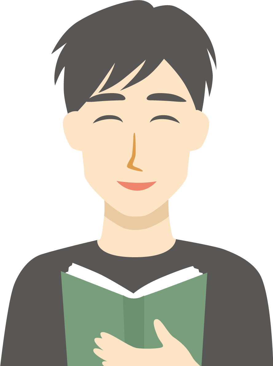 本 男性 笑顔イラスト無料 フリー90104に写真・文字を入れる