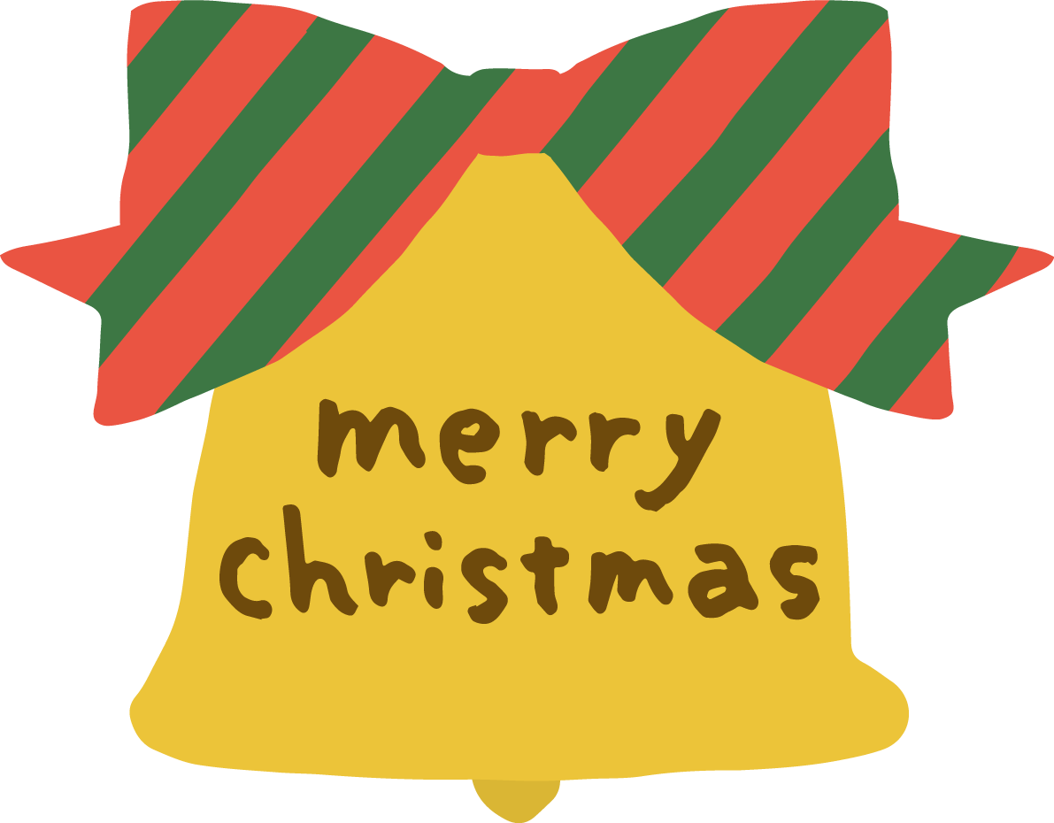 クリスマス ベル にmerry christmas(メリークリスマス)文字 かわいいイラスト無料 フリー90114に写真・文字を入れる