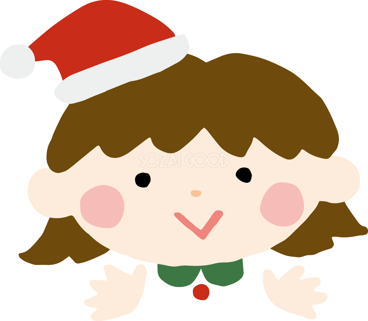 ゆるいサンタクロースのコスプレをした女の子の顔 かわいいクリスマスイラスト無料 フリー90117