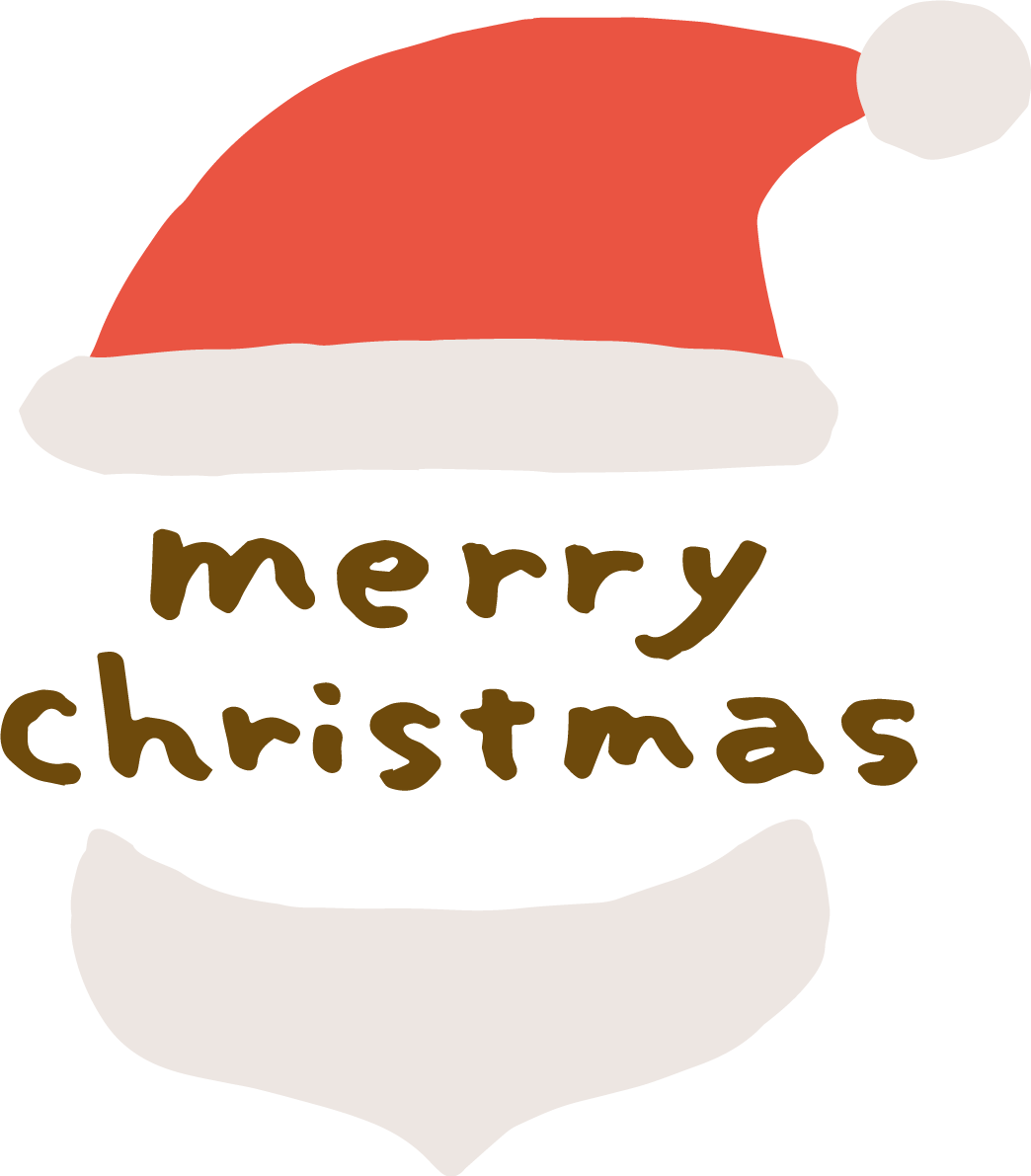 サンタクロース帽と髭とmerry christmas(メリークリスマス)文字 かわいいイラスト無料 フリー90118に写真・文字を入れる