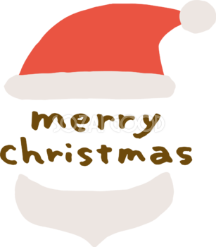 サンタクロース帽と髭とmerry christmas(メリークリスマス)文字 かわいいイラスト無料 フリー90118