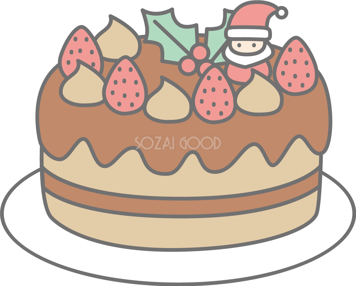 チョコレートのクリスマスケーキ かわいいイラスト無料 フリー90121