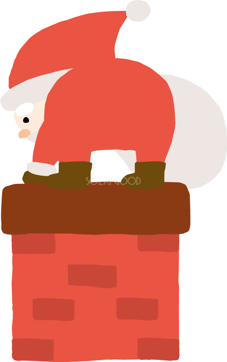 煙突に入ろうとする ゆるいサンタクロース かわいいクリスマスイラスト無料 フリー90131