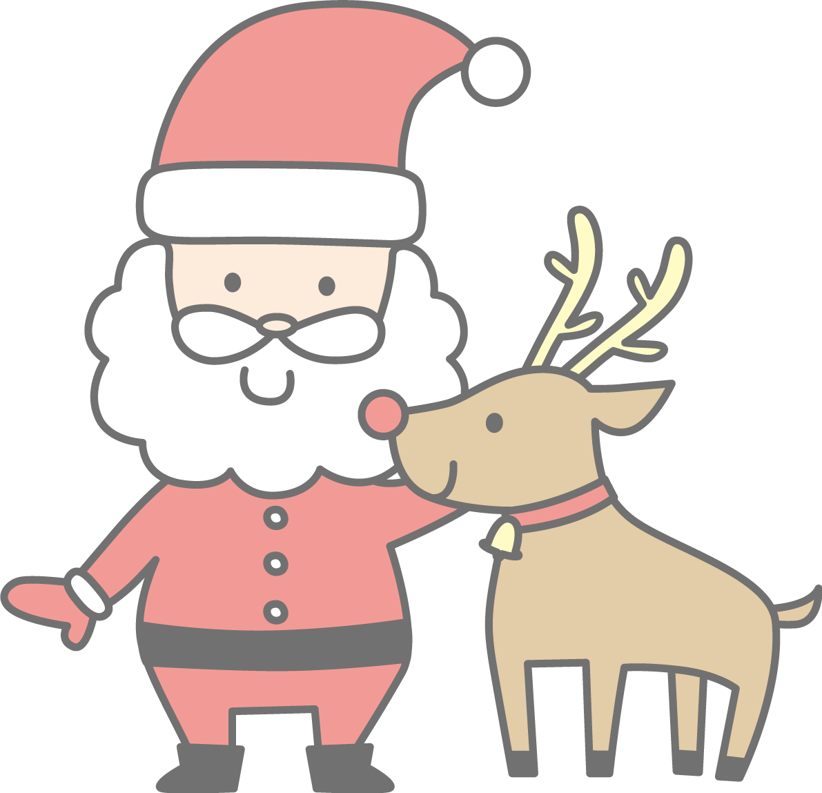 トナカイとサンタクロース かわいいクリスマスイラスト無料 フリー90132に写真・文字を入れる