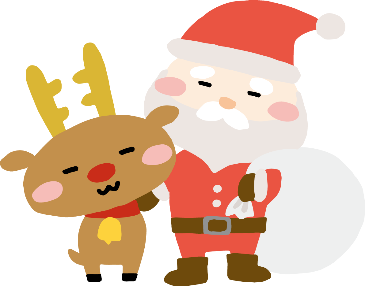 ゆるいトナカイとサンタクロース かわいいクリスマスイラスト無料 フリー90134に写真・文字を入れる