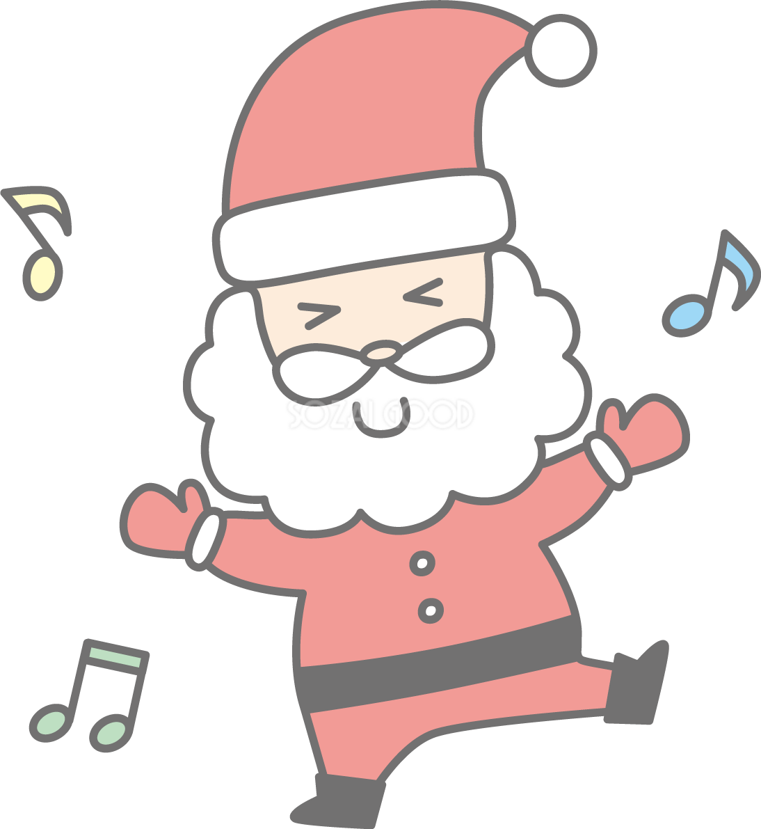 踊るサンタクロース かわいいクリスマスイラスト無料 フリー90141
