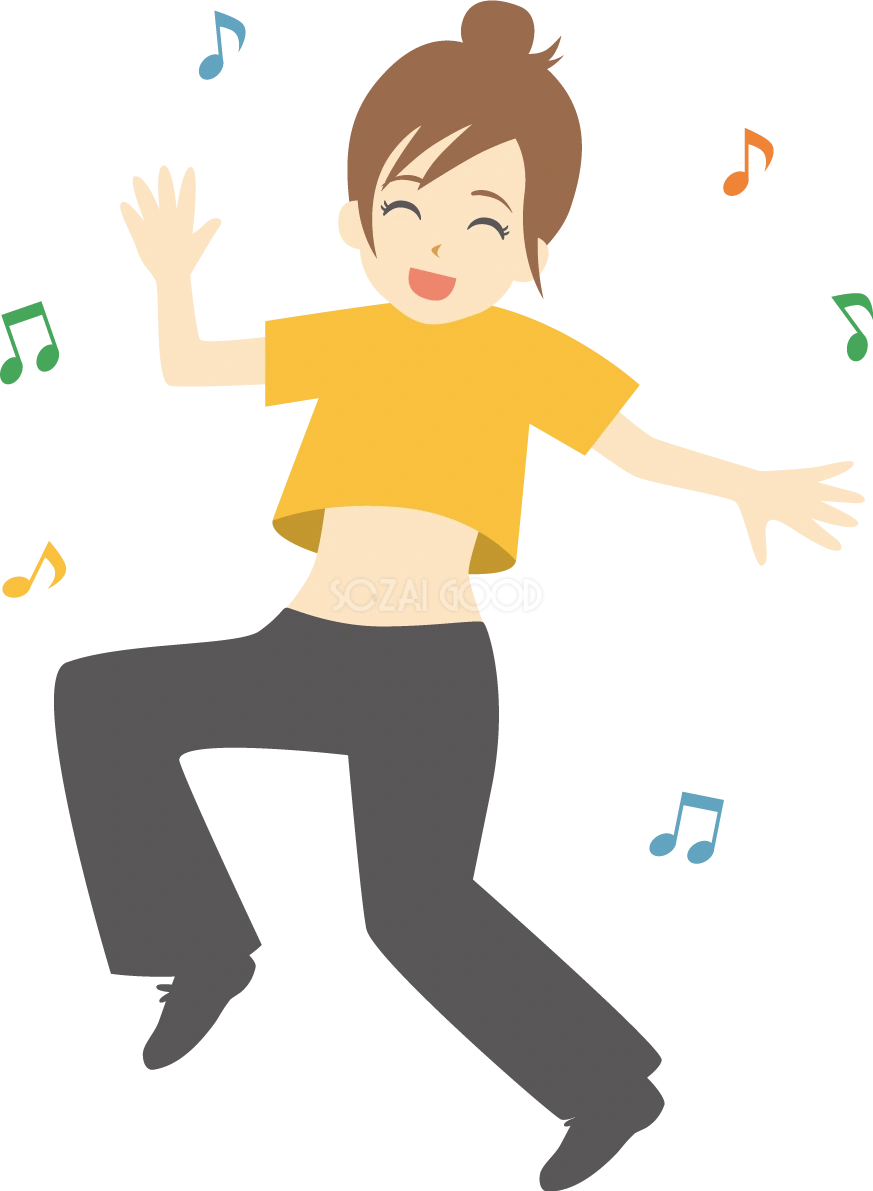 ダンス 女性 笑顔イラスト無料 フリー90142
