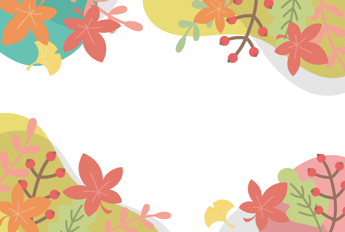 秋 おしゃれ 紅葉(もみじ) イチョウ カラフル フレーム イラスト無料 フリー90171に写真・文字を入れる