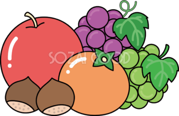秋 かわいい りんご 栗 ぶどう 柿 イラスト無料 フリー90189
