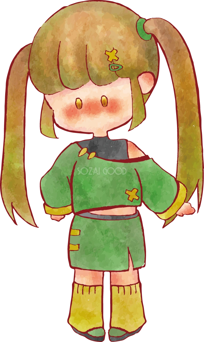 女の子 手書きかわいい ツインテールイラスト無料 フリー90211