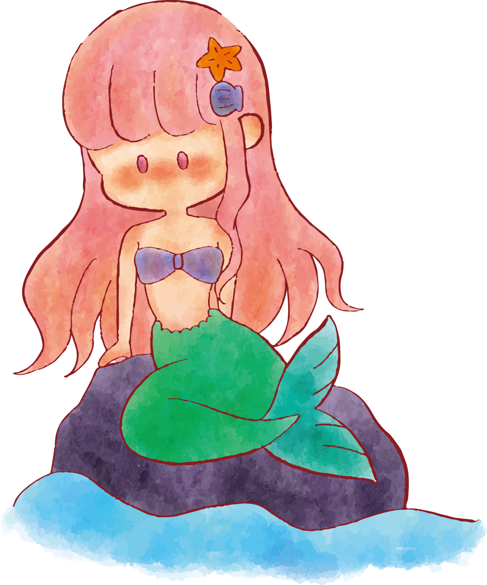 女の子 手書きかわいい 人魚イラスト無料 フリー90222に写真・文字を入れる