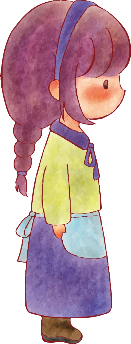 女の子 手書きかわいい 左向きイラスト無料 フリー90225