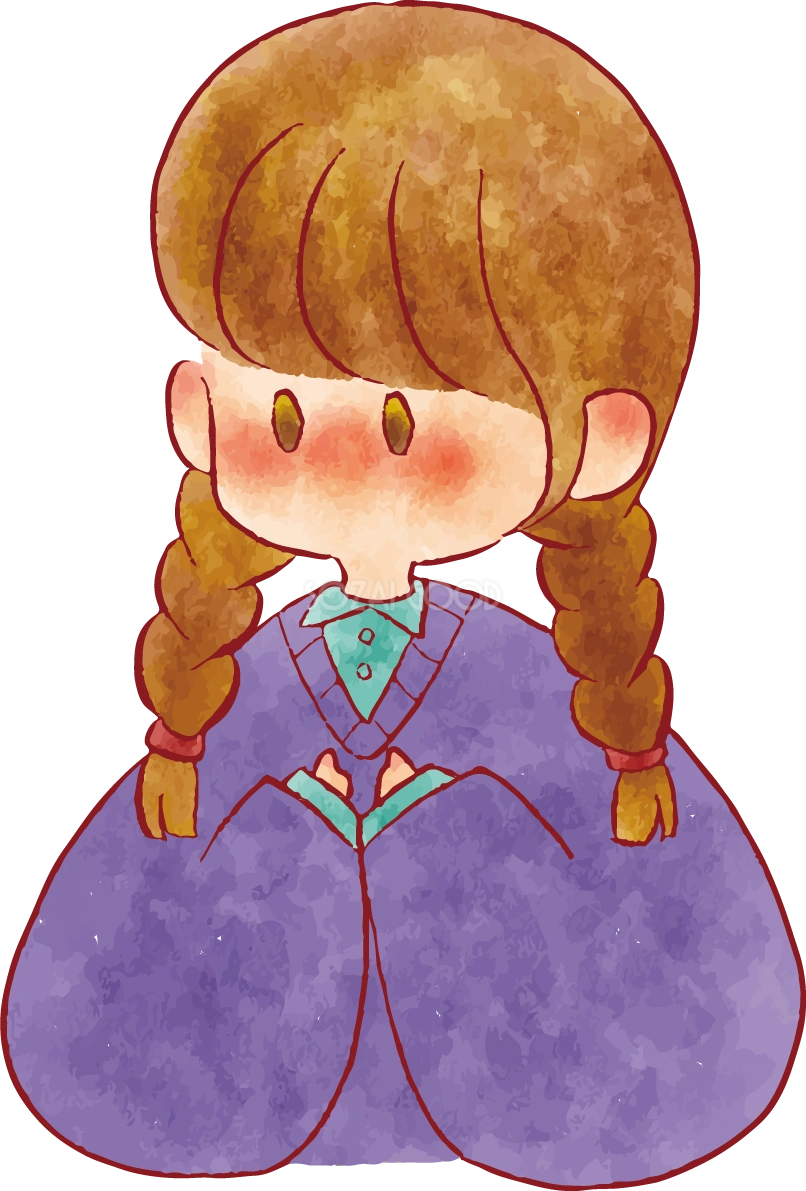 女の子 手書きかわいい 三つ編みイラスト無料 フリー90233
