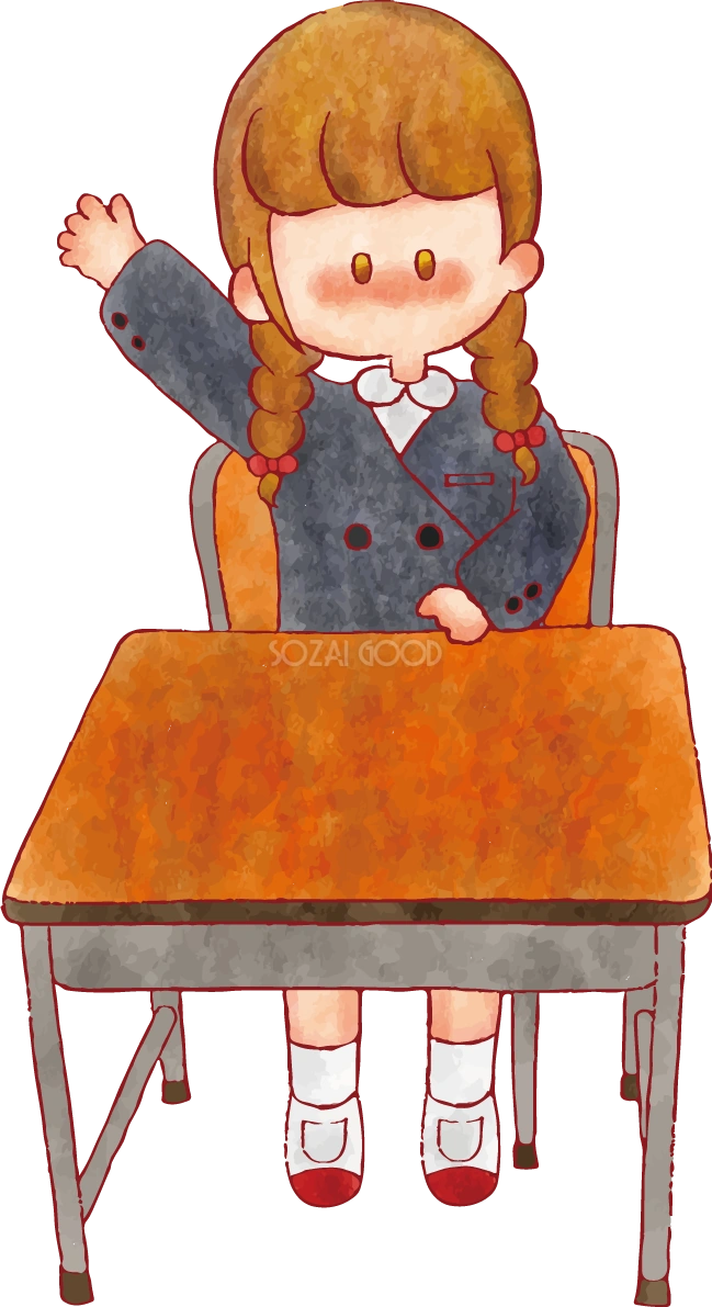 女の子 手書きかわいい 学校イラスト無料 フリー90237