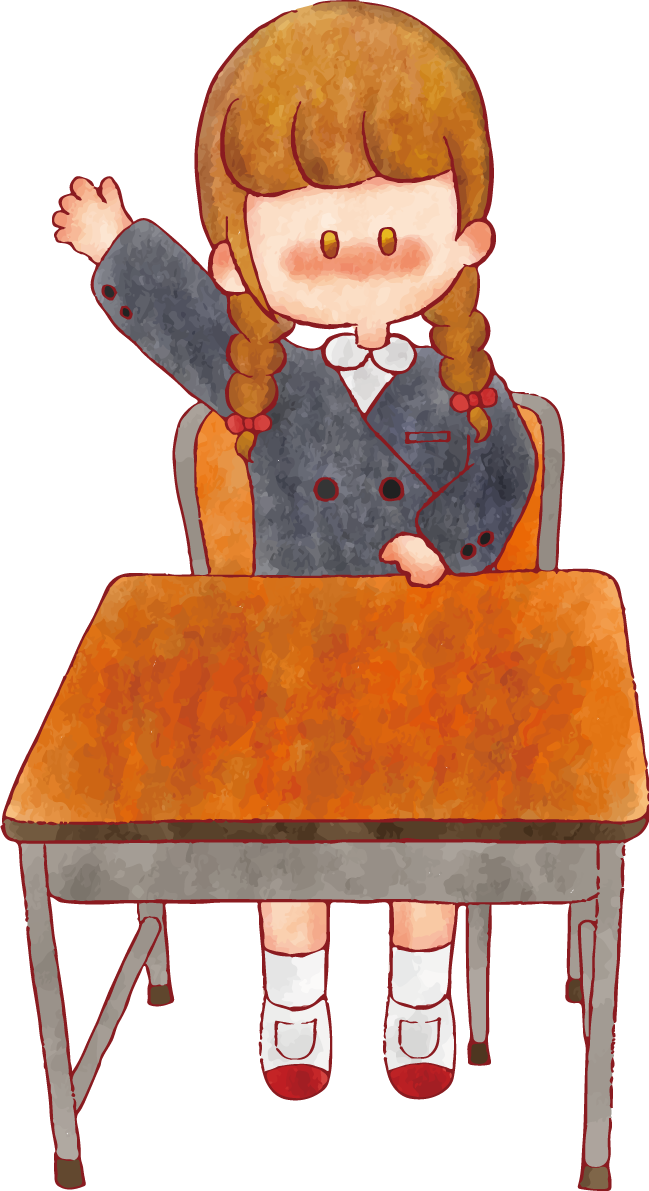 女の子 手書きかわいい 学校イラスト無料 フリー90237に写真・文字を入れる