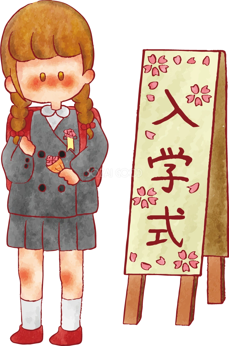 女の子 手書きかわいい 入学式イラスト無料 フリー90239