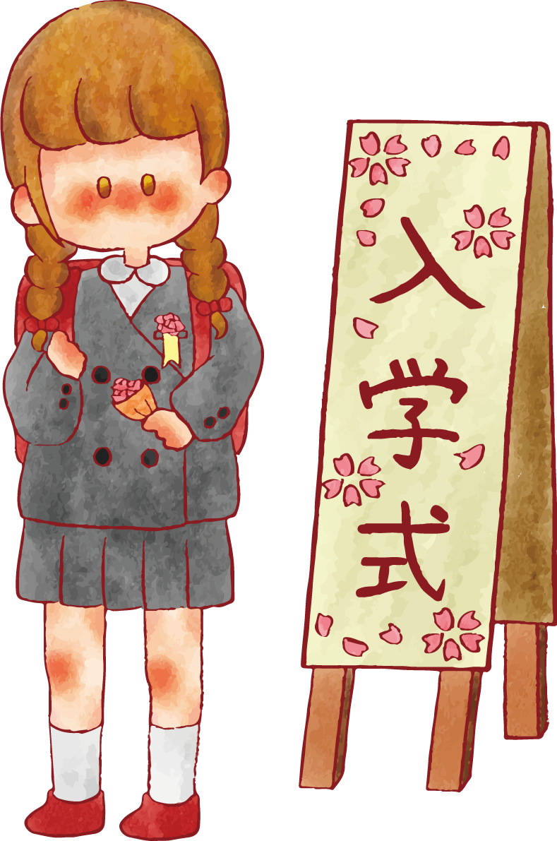 女の子 手書きかわいい 入学式イラスト無料 フリー90239に写真・文字を入れる