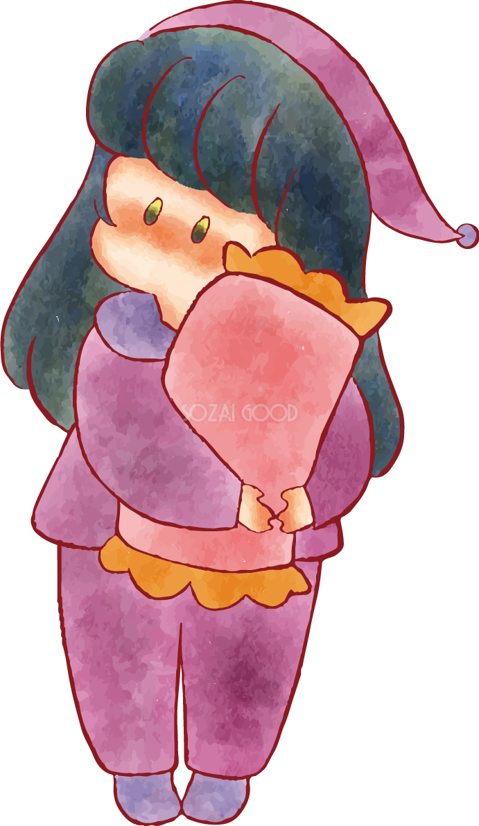 女の子 手書きかわいい パジャマ イラスト無料 フリー90255