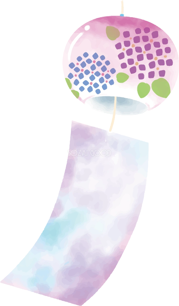 風鈴 おしゃれ 紫陽花 イラスト無料 フリー90259