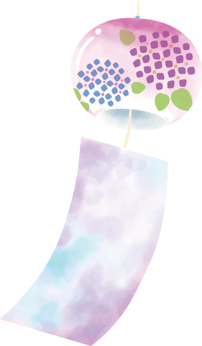 風鈴 おしゃれ 紫陽花 イラスト無料 フリー90259に写真・文字を入れる