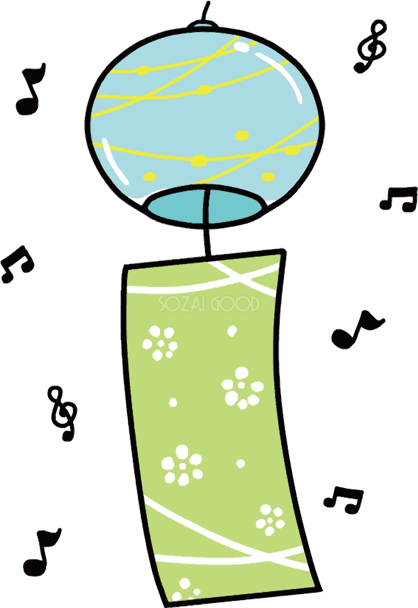 風鈴 かわいい 音符 イラスト無料 フリー90263